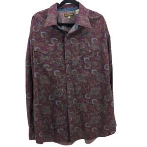Stetson Shirt Womens 3X Western Purple Pearl Snap Button Up Western Rodeo Cowboy